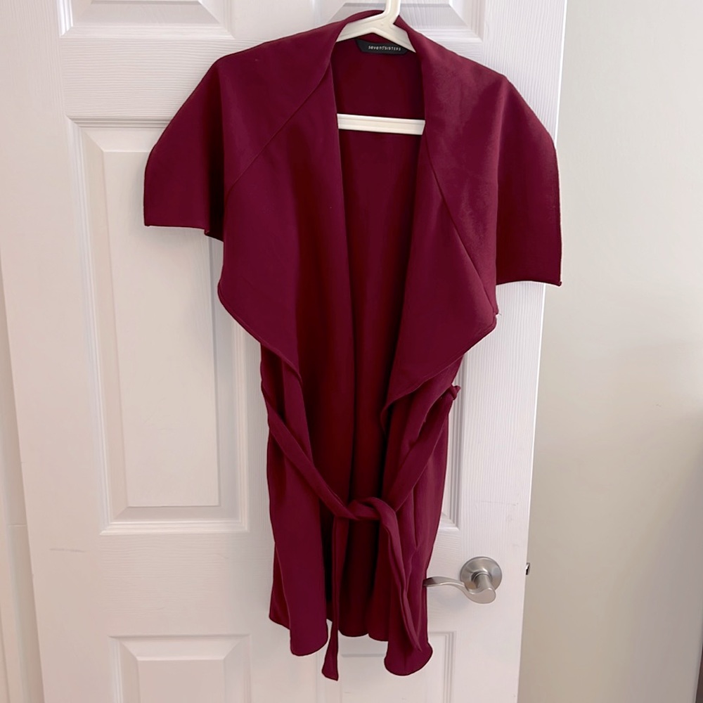 Seven Sisters Red Wrap Vest with Front Tie.